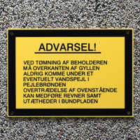 Advarselsskilt til gylletank